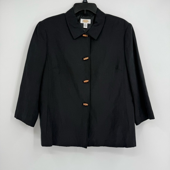 TALBOTS Women’s Blazer Jacket Size 14 Silk Linen Lined Barrel Button Vintage - Picture 9 of 9